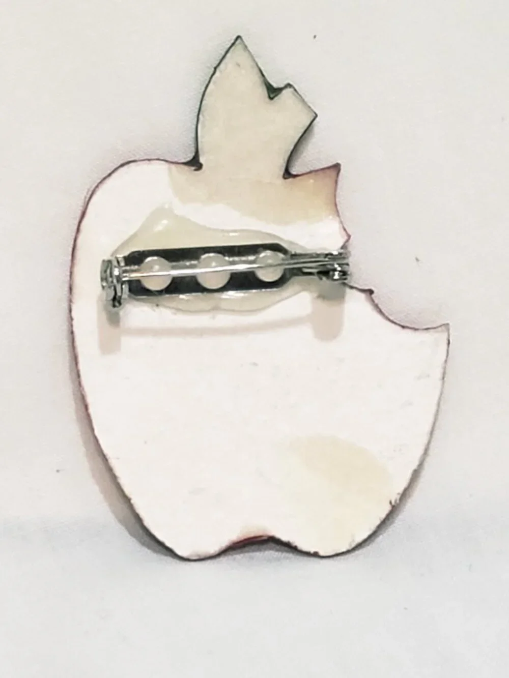 Red Apple with Bite out of it Resin Brooch Pin 2